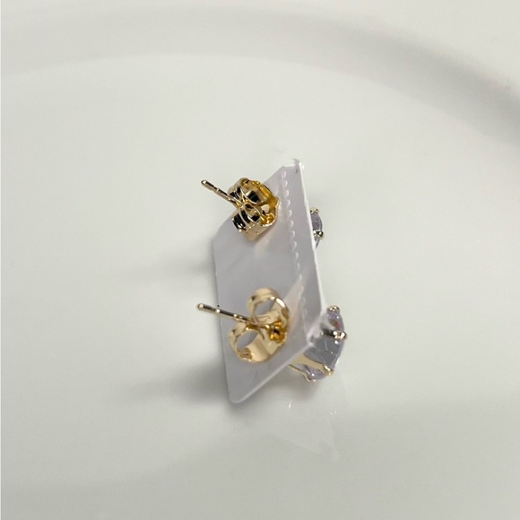 4k gold filled large CZ diamonds stud earrings - Picture 3 of 4